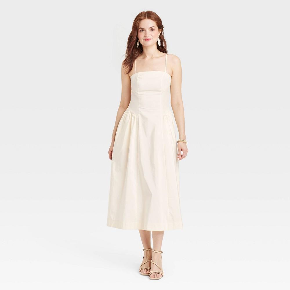 Womens Dropped Waist Midi A-Line Dress - A New Day Cream 16 product image