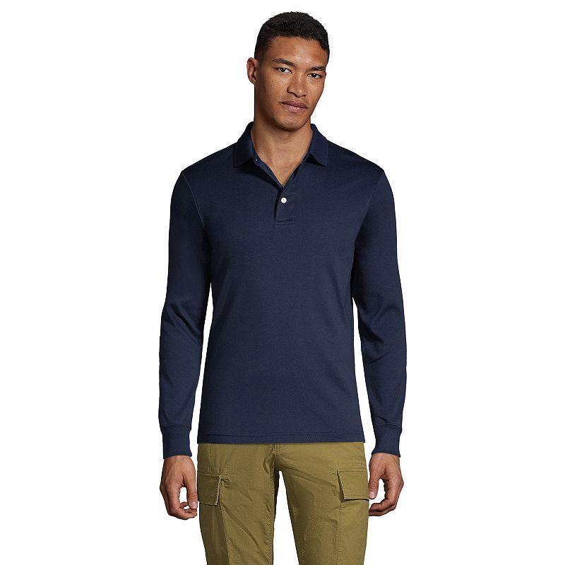 Lands End Mens Big & Tall Long Sleeve Supima Interlock Polo Shirt Product Image