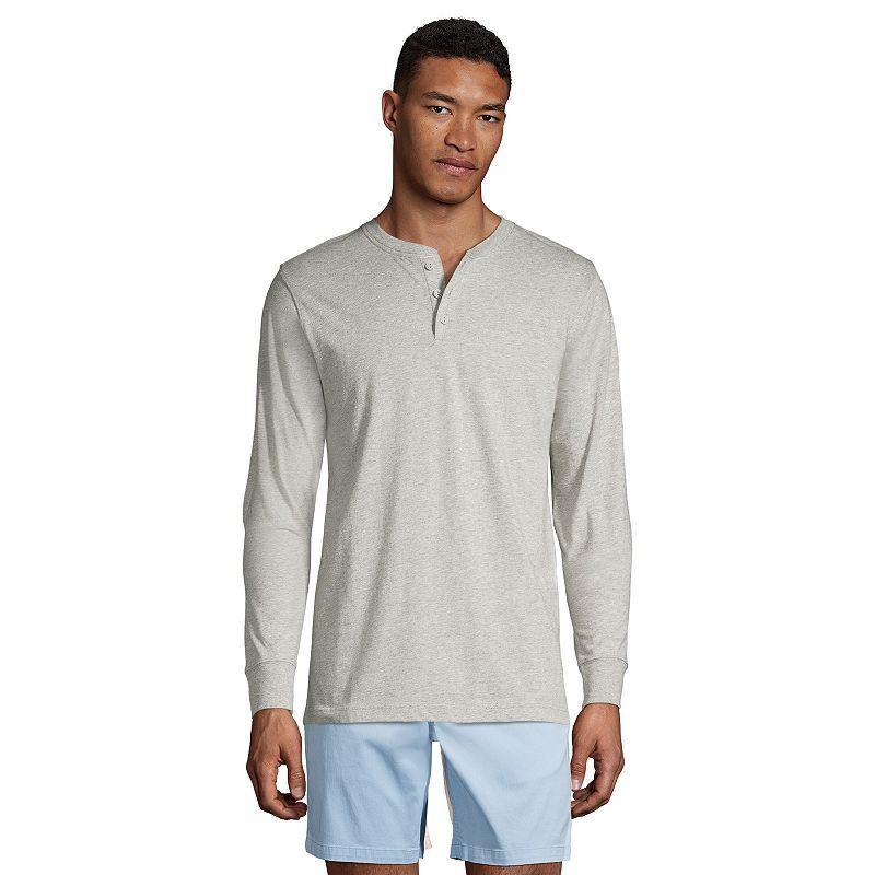 Big & Tall Lands End Super-T Henley, Mens Gray Grey Product Image