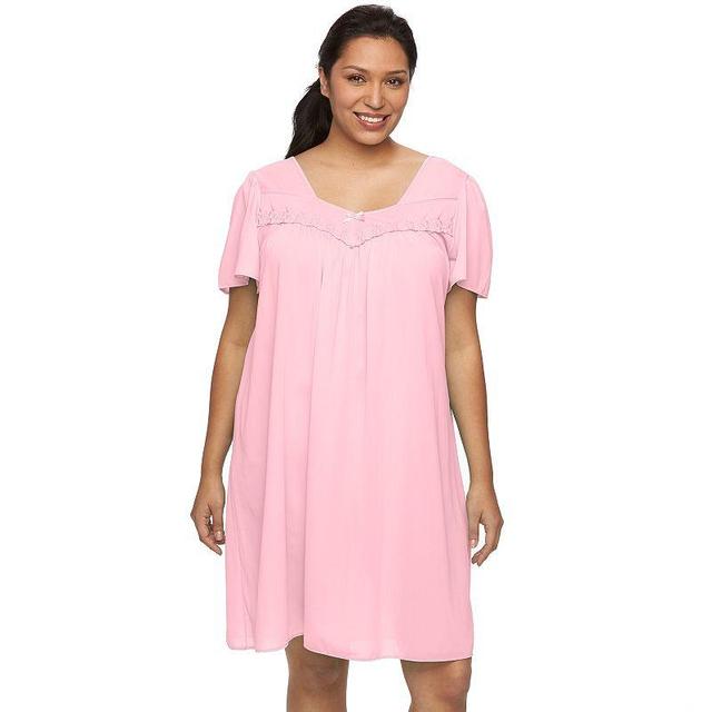 Plus Size Miss Elaine Essentials Short Tricot Nightgown, Womens Product Image