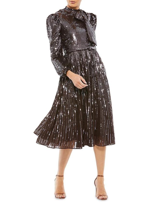 Womens Sequined Bow Midi-Dress Product Image