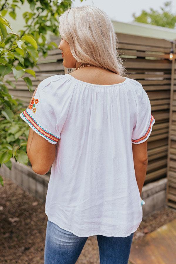 Pulled To Paradise Embroidered Top in Hot Pink Product Image