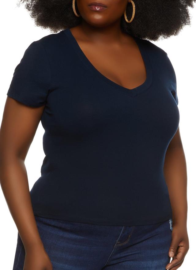 Womens Plus Size V Neck Basic Tee Product Image