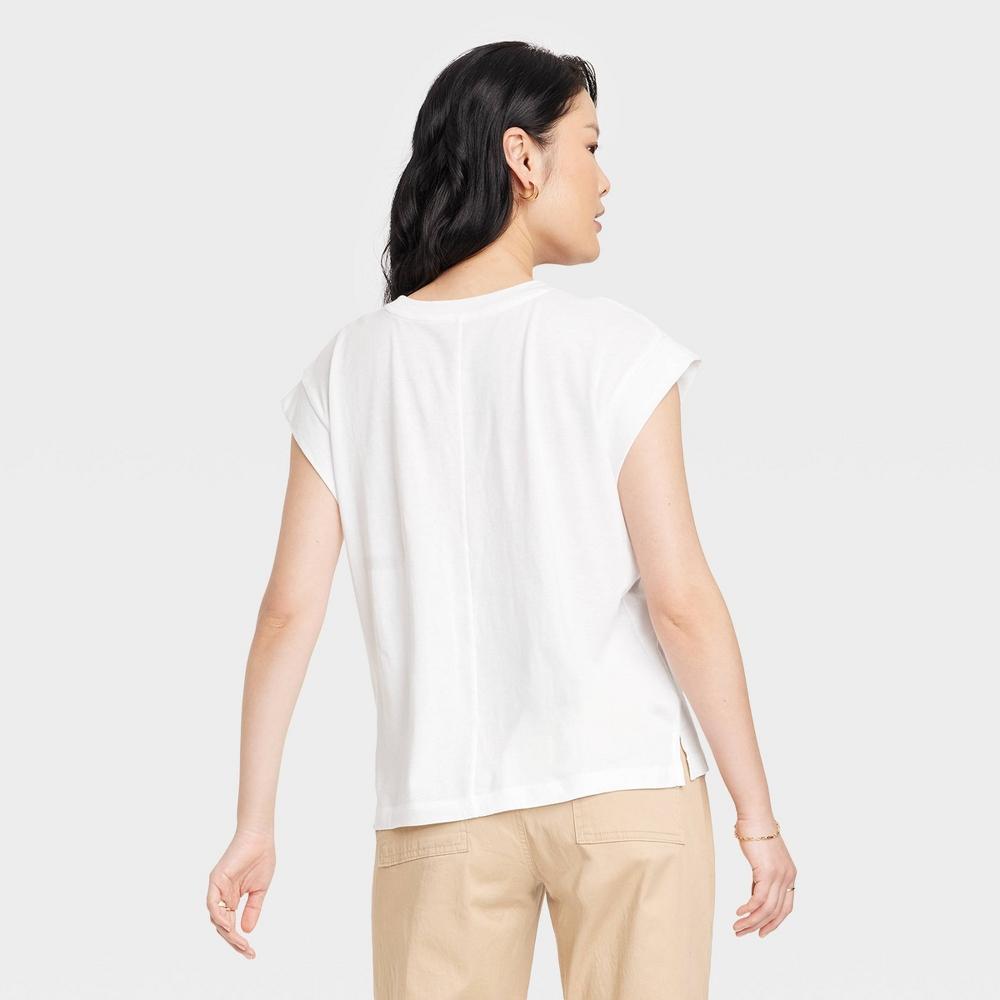 Womens Short Sleeve Extended Shoulder T-Shirt - A New Day White Product Image