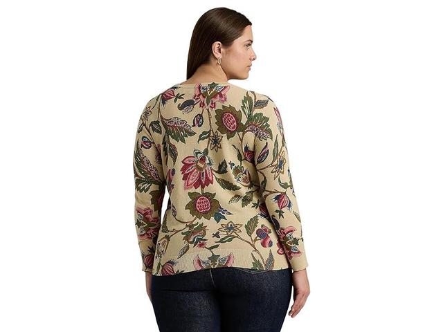 Lauren Ralph Lauren Plus Size Floral Crew Neck Long Sleeve Sweater Product Image