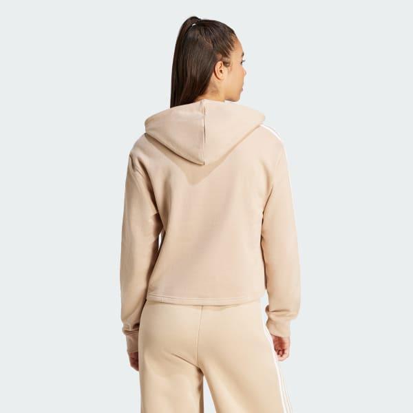 Essentials 3-Stripes French Terry Crop Hoodie Product Image