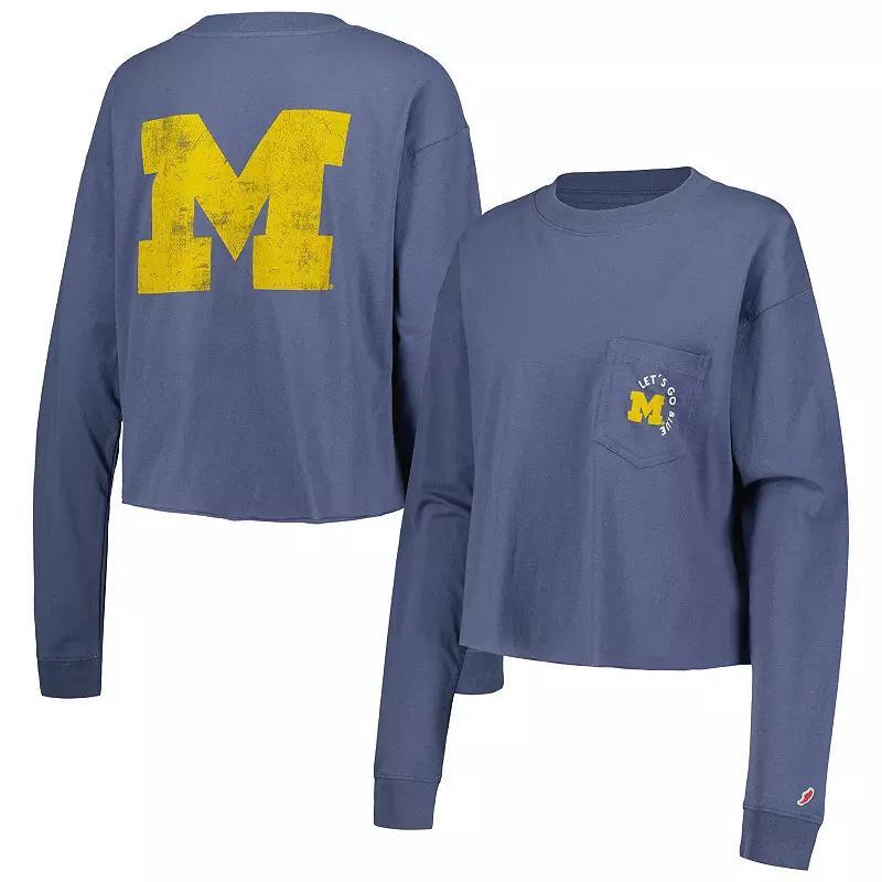 Womens League Collegiate Wear Michigan Wolverines ClotheslineMidi Long Sleeve Cropped T-Shirt Blue Product Image