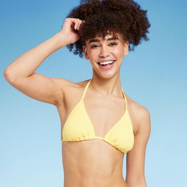 Womens Crochet Triangle Bikini Top - Wild Fable Yellow Product Image