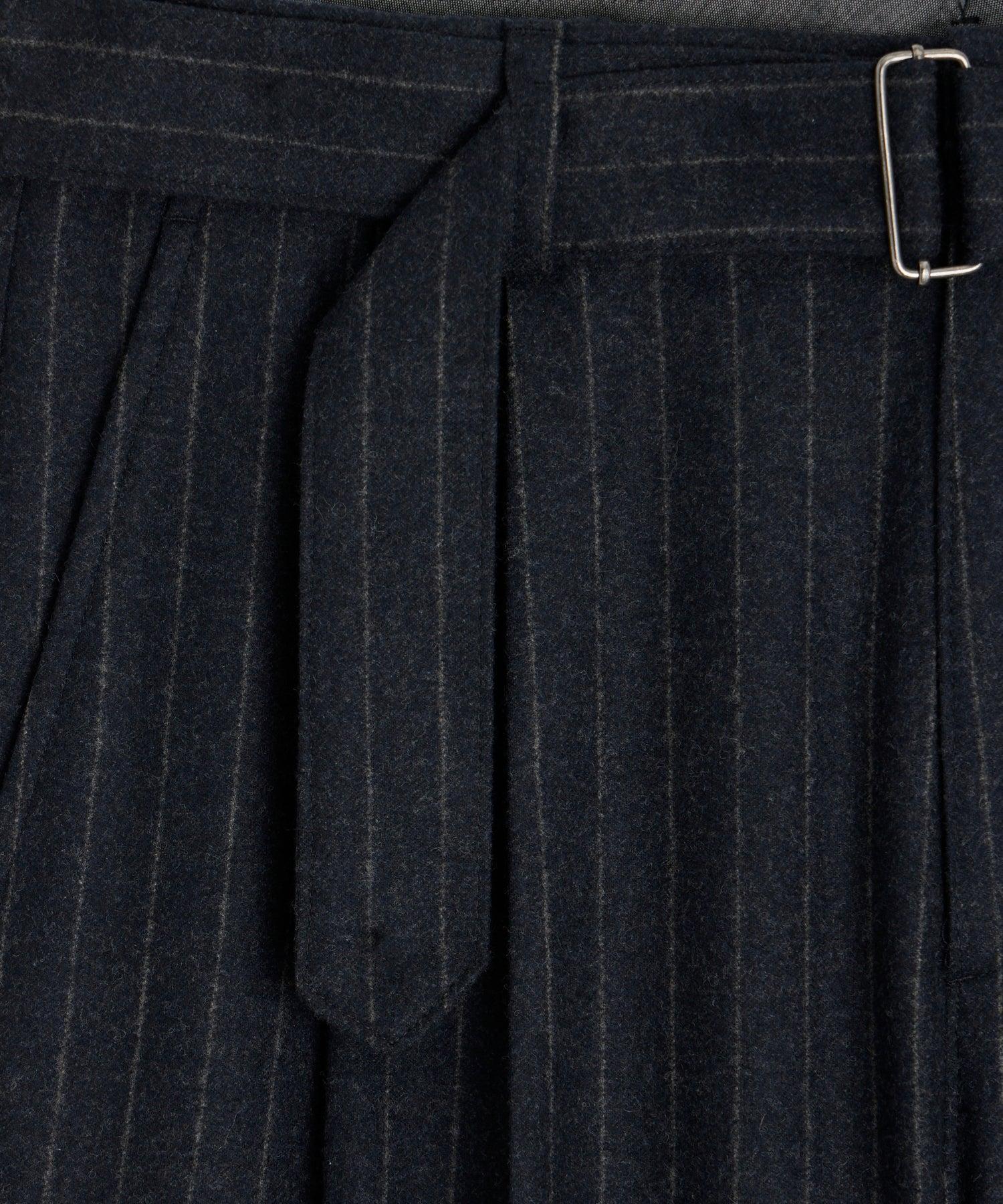 Italian Wool Self Belt Trouser Pinstripe Product Image