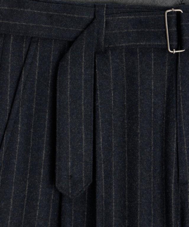 Italian Wool Self Belt Trouser in Navy Pinstripe Product Image