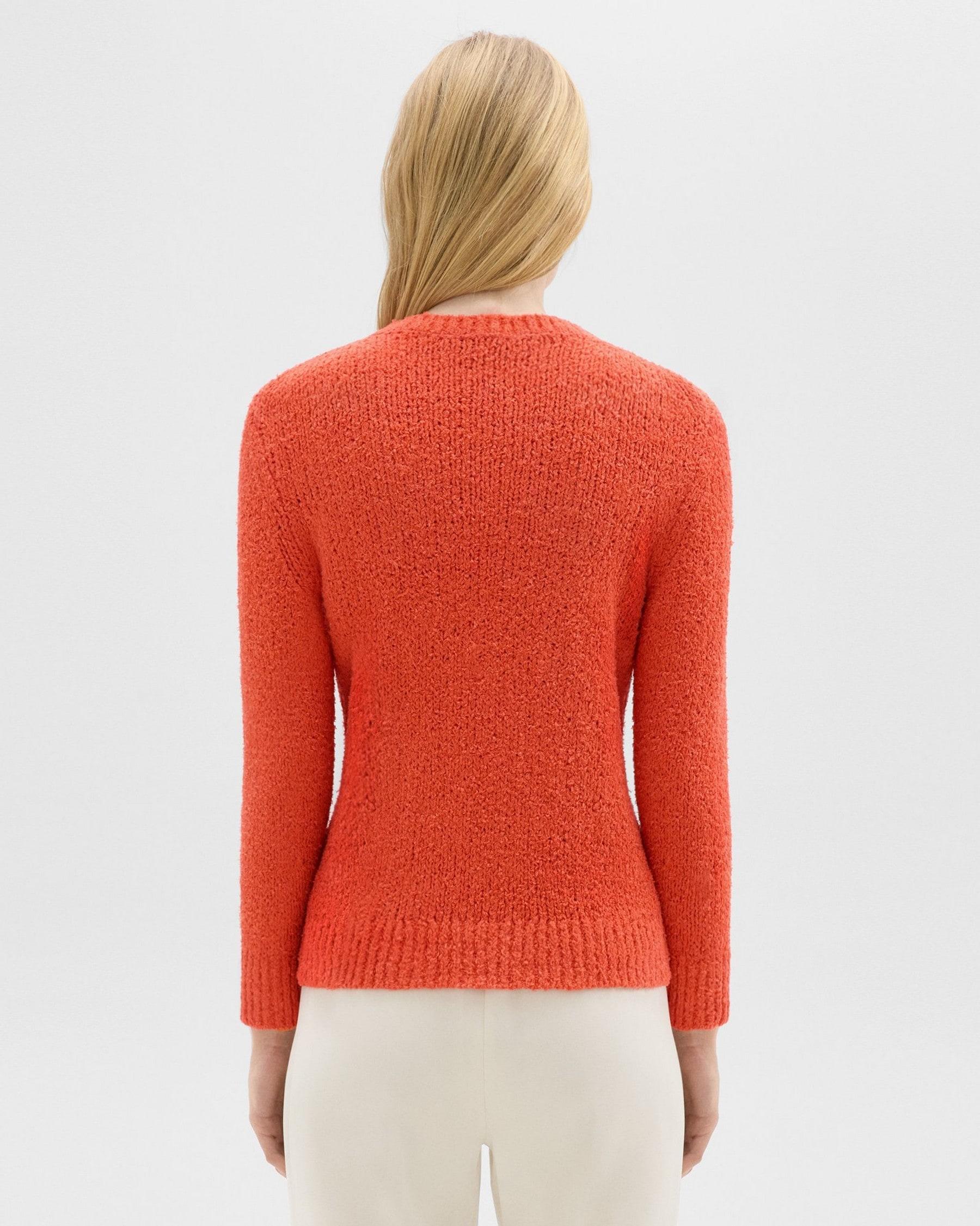 Shrunken Crewneck Sweater in Feather Cotton-Blend Product Image