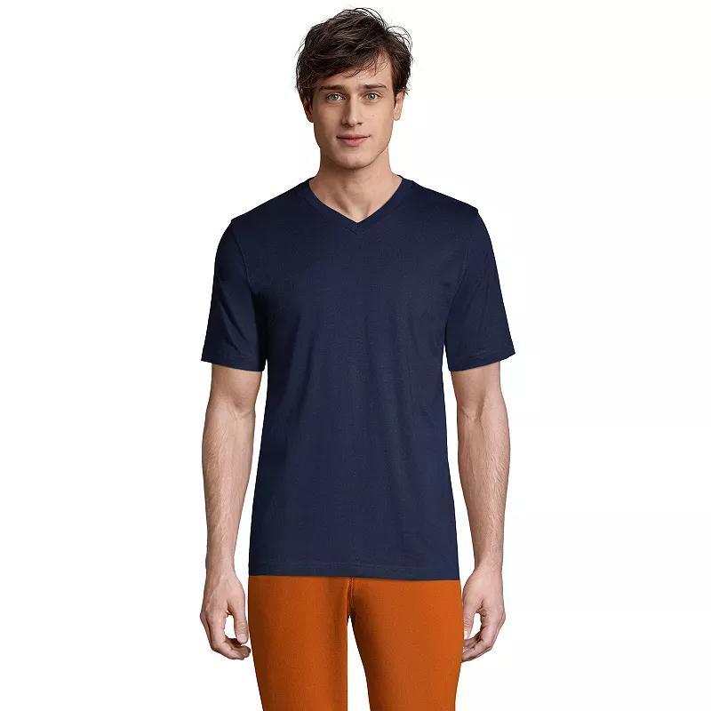 Mens Lands End Super-T V-Neck Tee Evening Blue Product Image