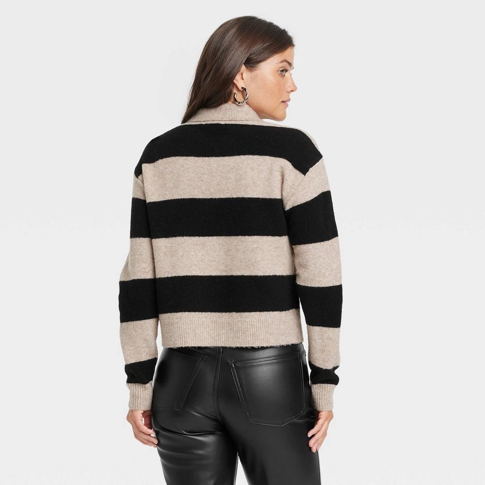 Womens Collared Pullover Sweater - Universal Thread Tan/Black Striped XL Product Image