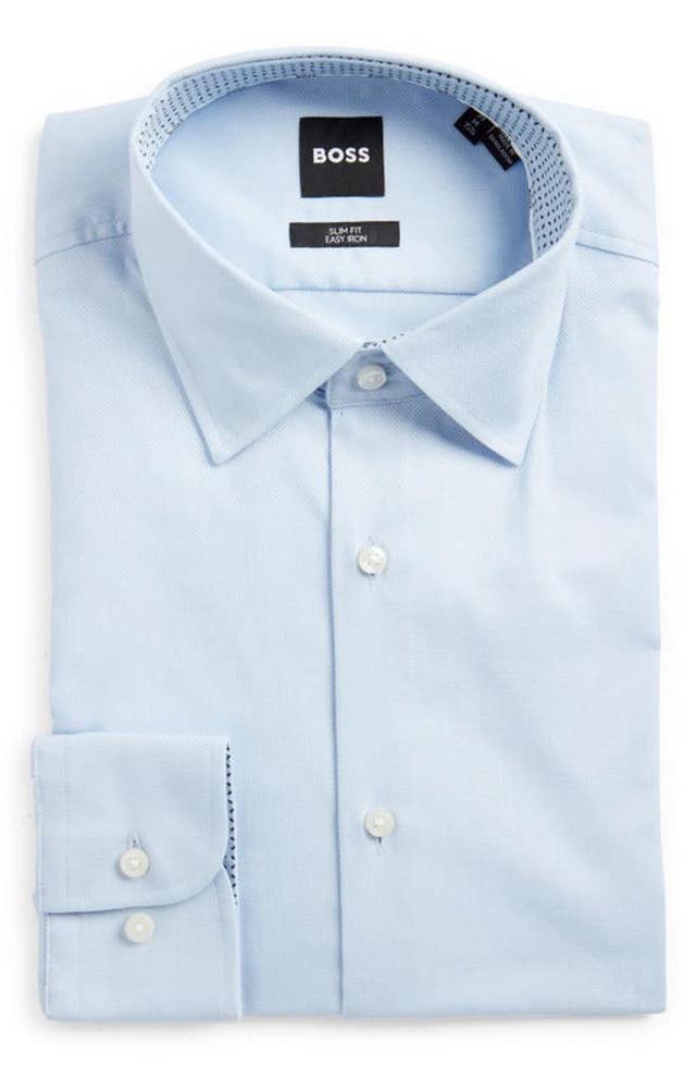 Hank Slim Fit Easy Iron Solid Stretch Dress Shirt In Light Pastel Blue Product Image