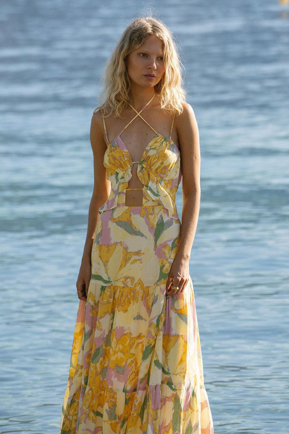 Calabria Halter Dress - Scout Floral Product Image