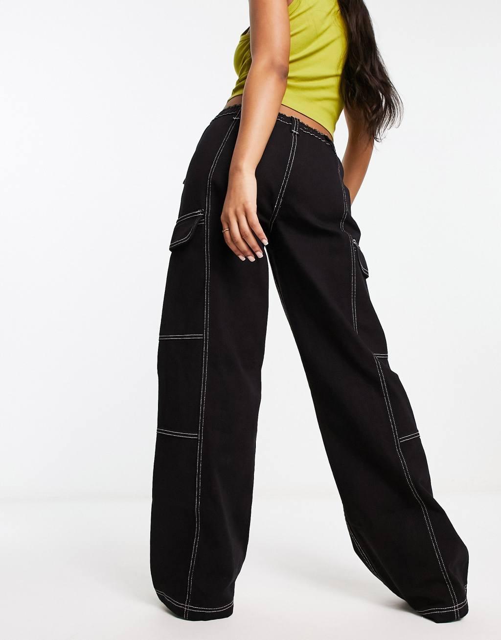 Pacsun wide leg black cargo pants Product Image