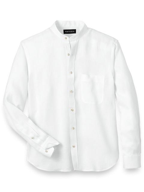 Linen Solid Casual Shirt - White Product Image