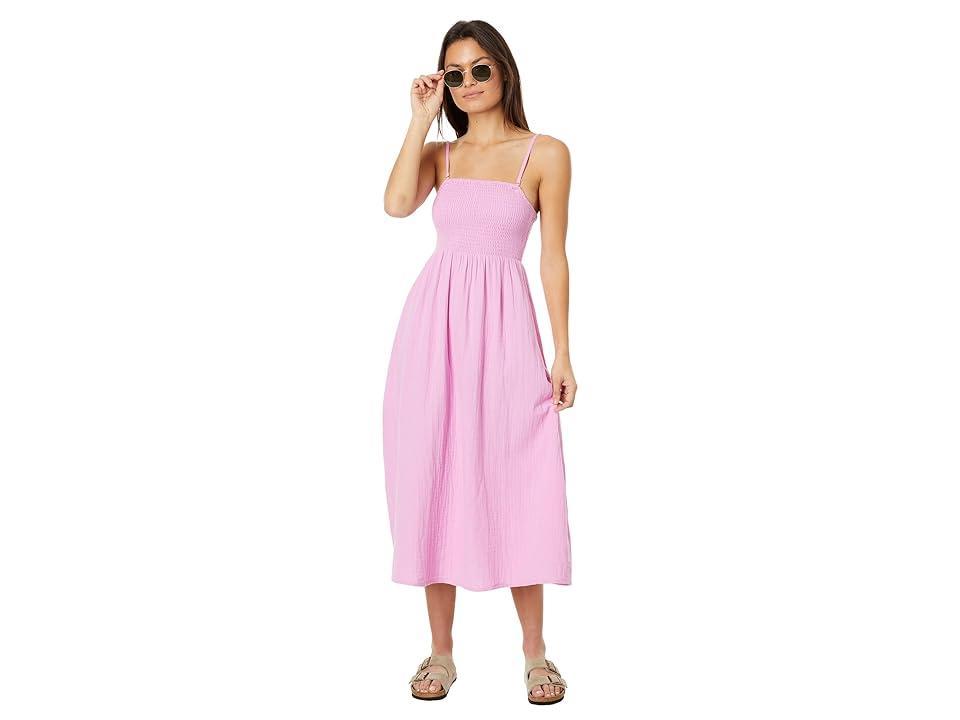 Billabong Off the Coast Smocked Bodice Cotton Midi Dress Product Image