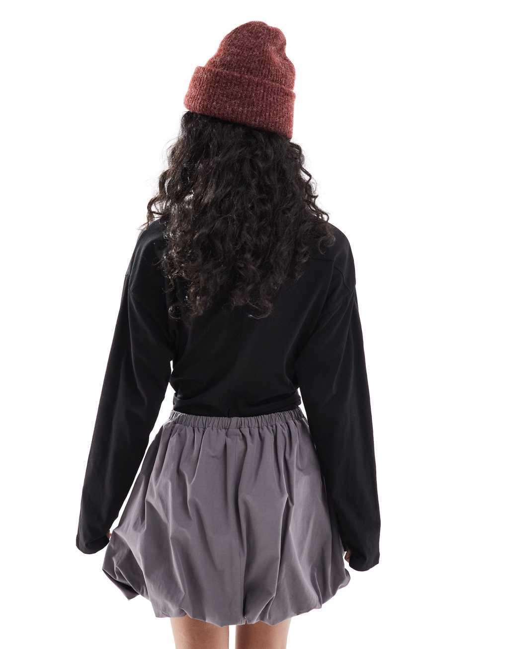 ASOS DESIGN mini puffball skirt in gray Product Image