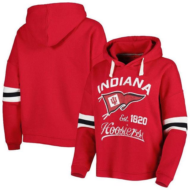 Womens Pressbox Crimson Indiana Hoosiers Super Pennant Pullover Hoodie Product Image