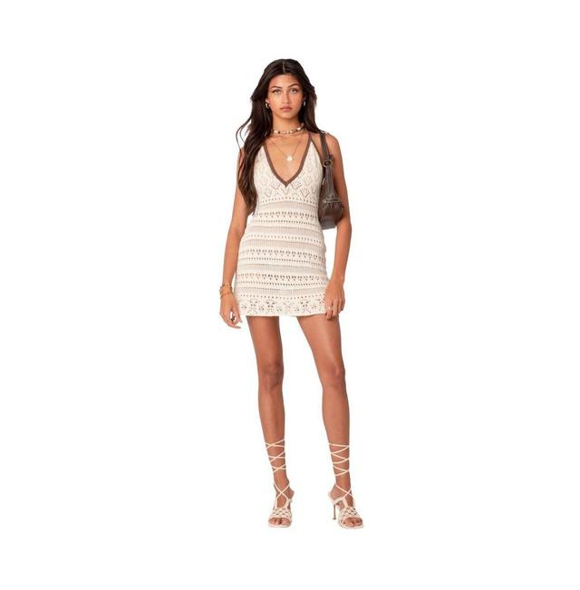 EDIKTED Coastal Crochet Halter Cover-Up Dress Product Image