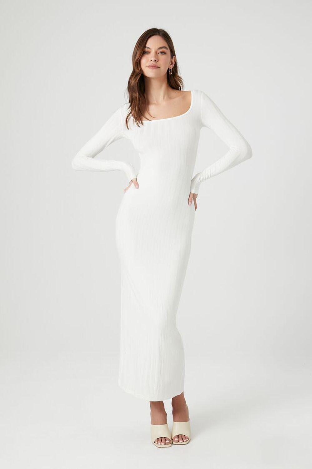 Ribbed Knit Square-Neck Maxi Dress | Forever 21 Product Image