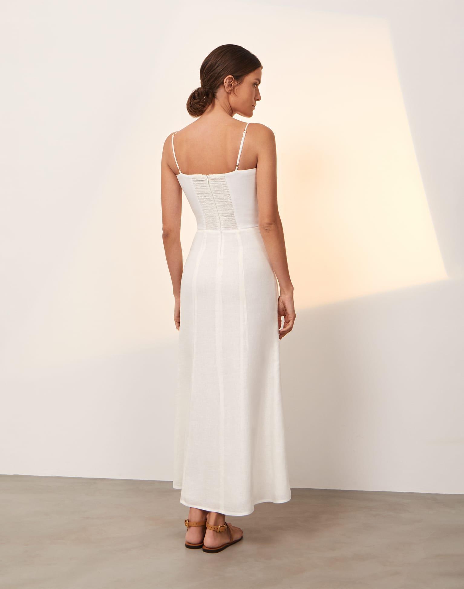 Lilith Detail Long Dress - Off White Product Image