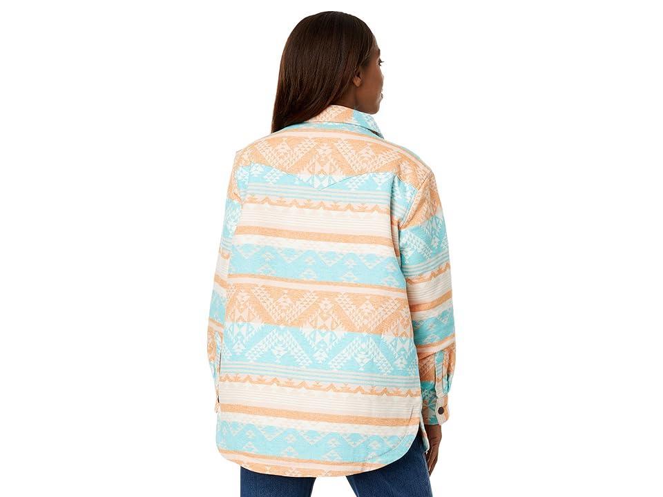 Wrangler Retro Shacket Turquoise/Orange) Women's Jacket Product Image