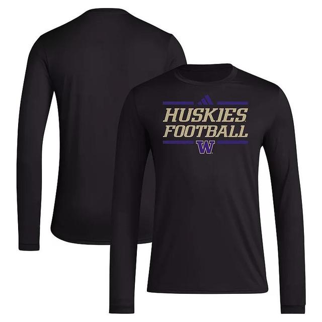 Mens adidas Washington Huskies Locker Football Pre-Game AEROREADY Long Sleeve T-Shirt Product Image