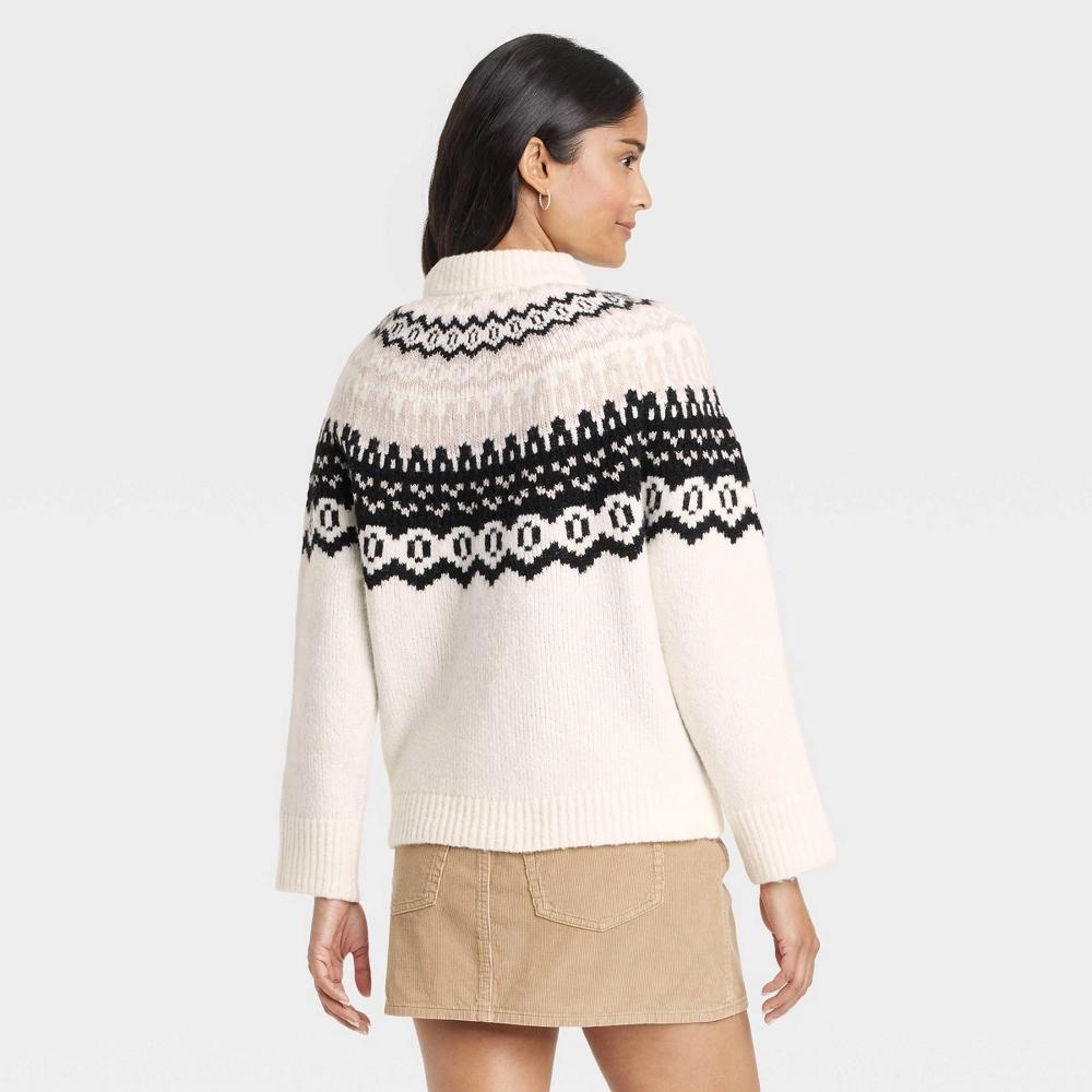 Women's Crewneck Pullover Sweater - Universal Thread™ Cream Fairisle XS Product Image