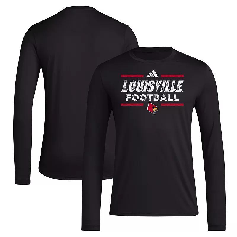 Mens adidas Louisville Cardinals Locker Football Pre-Game AEROREADY Long Sleeve T-Shirt Product Image