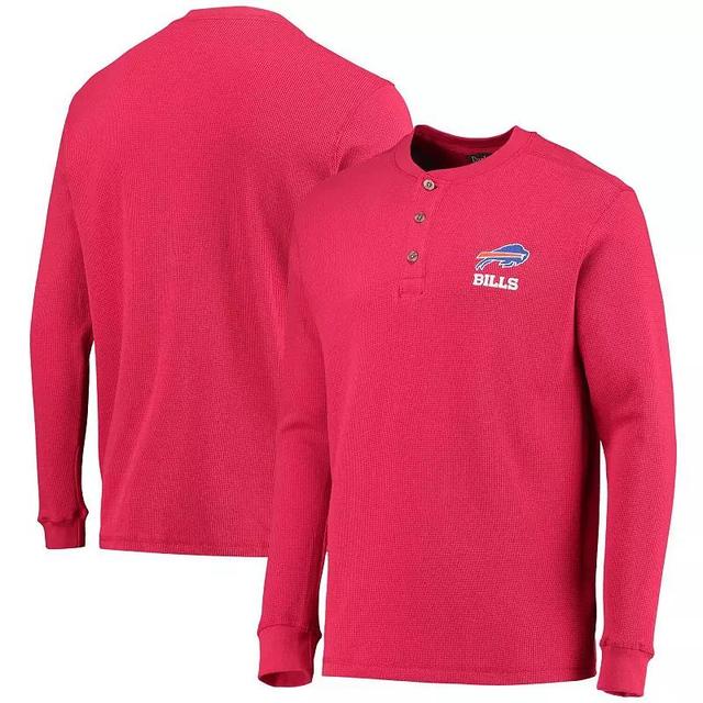 Men's Dunbrooke Red Buffalo Bills Logo Maverick Thermal Henley Long Sleeve T-Shirt Product Image