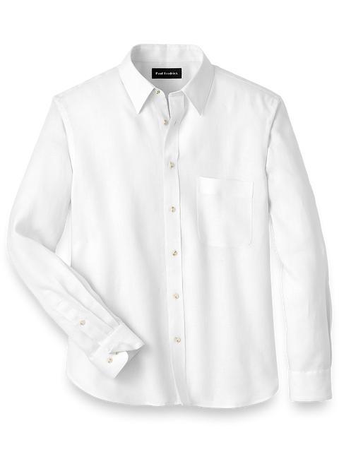 Linen Solid Casual Shirt - White Product Image