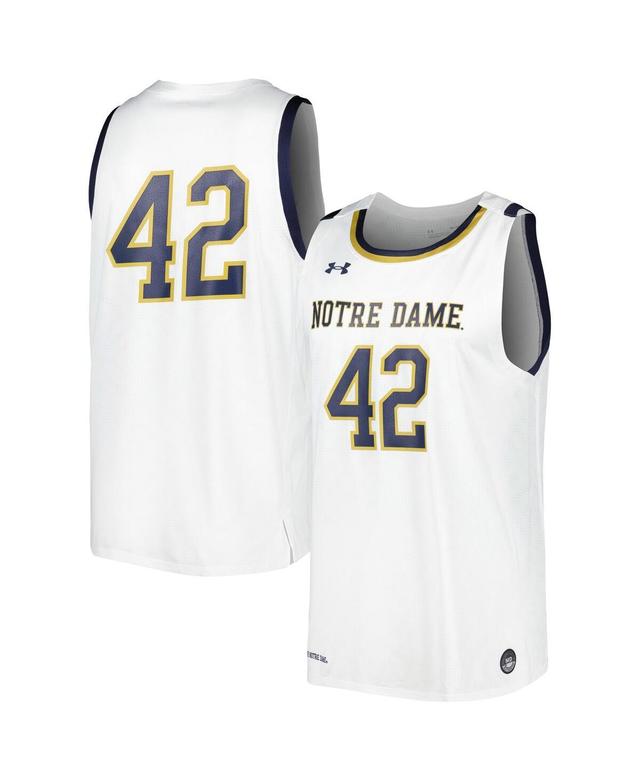 Mens Under Armour #42 White Notre Dame Fighting Irish Replica Basketball Jersey - White Product Image