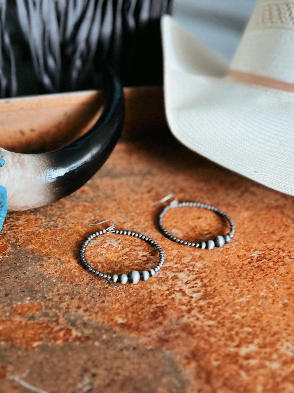 Handmade Navajo Inspired Bead Hoop Earrings Product Image