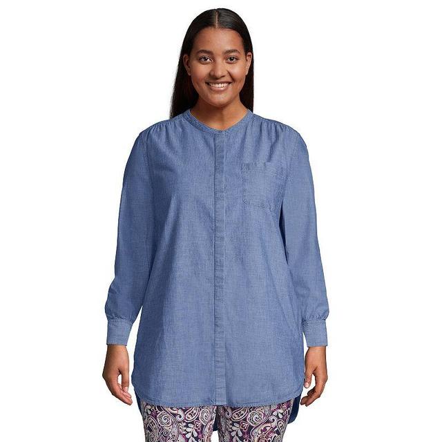 Plus Size Lands End A-Line Tunic Button-Down Shirt, Womens Product Image