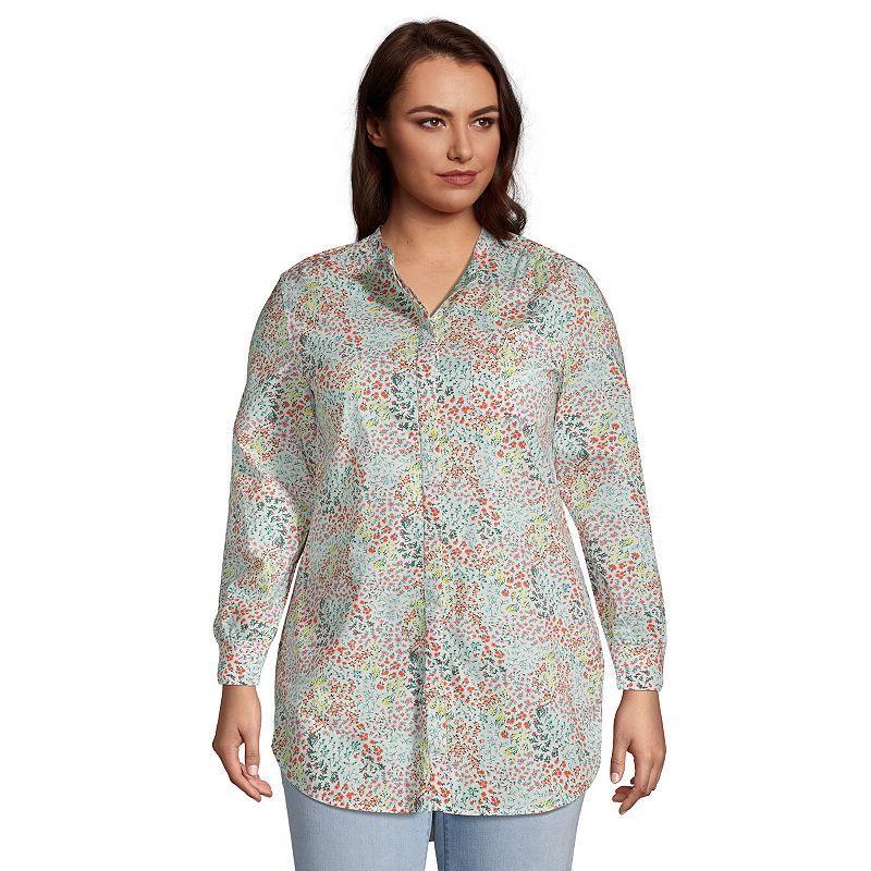 Plus Size Lands End A-Line Tunic Button-Down Shirt, Womens Product Image