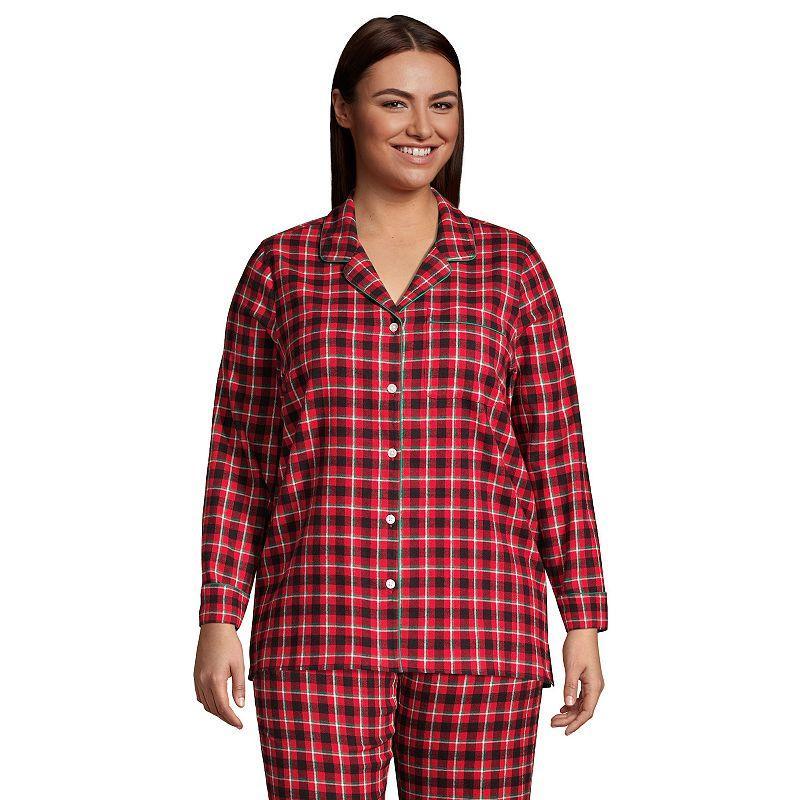 Plus Size Lands End Long Sleeve Flannel Pajama Top, Womens Product Image