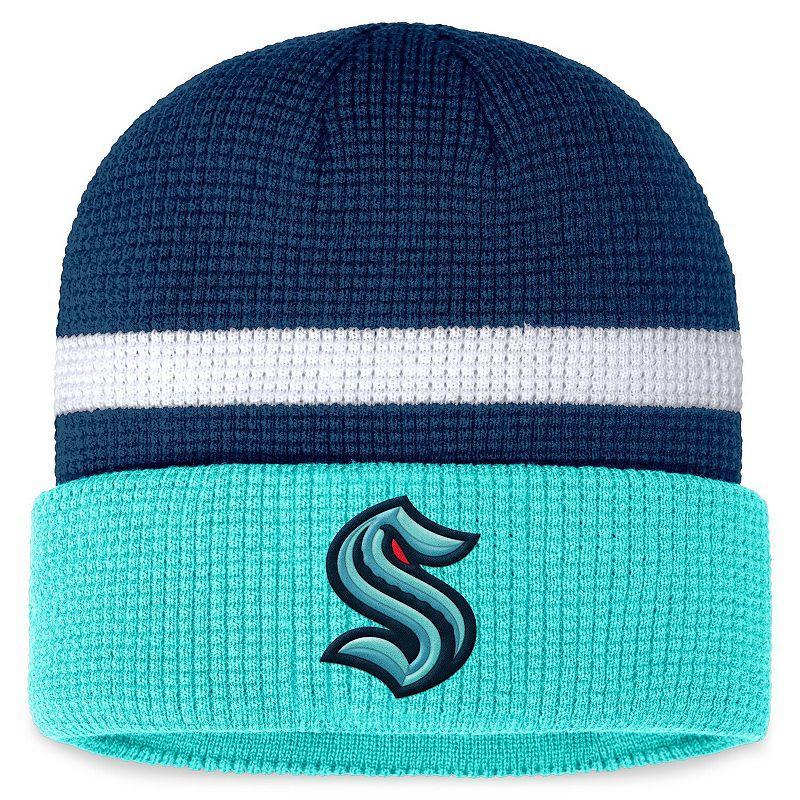 Mens Fanatics Branded Deep Sea Blue/Light Blue Seattle Kraken Fundamental Cuffed Knit Hat Product Image