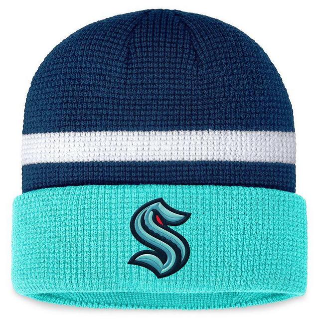 Mens Fanatics Branded Deep Sea Blue/Light Blue Seattle Kraken Fundamental Cuffed Knit Hat, Krk Blue Product Image