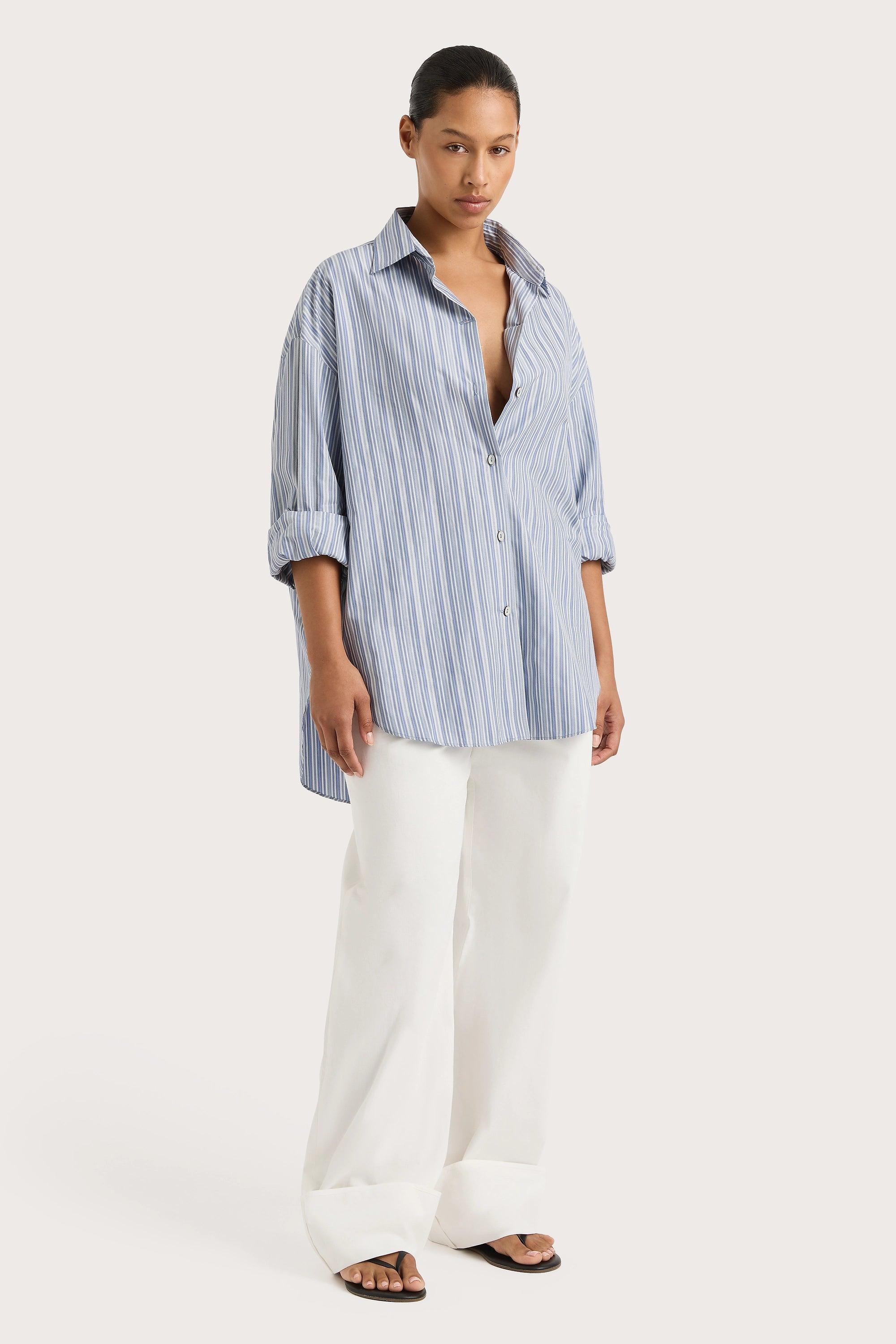 En Vau Shirt Blue Stripe Product Image