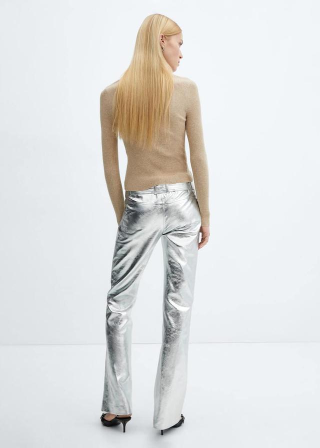 MANGO - Metallic pants with belt silverWomen Product Image