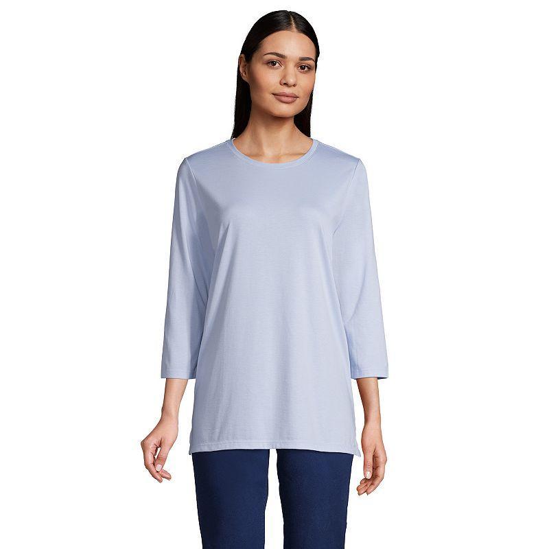 Womens Lands End Supima Cotton Crewneck Tunic Dark Blue Product Image