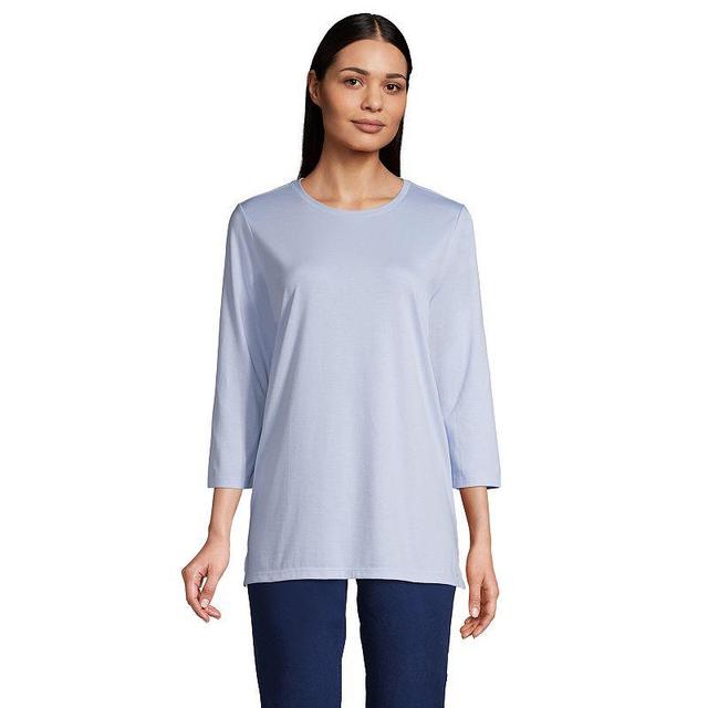 Petite Lands End 3/4-Sleeve Supima Cotton Crewneck Tunic, Womens Product Image