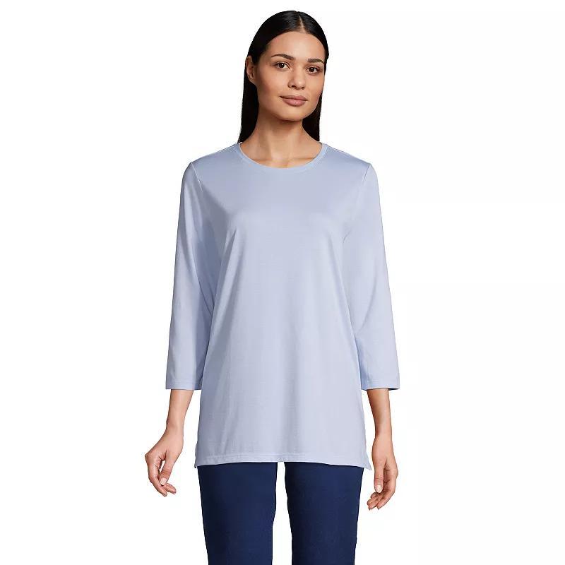 Lands End Womens Petite 3/4 Sleeve Supima Cotton Crewneck Tunic Product Image