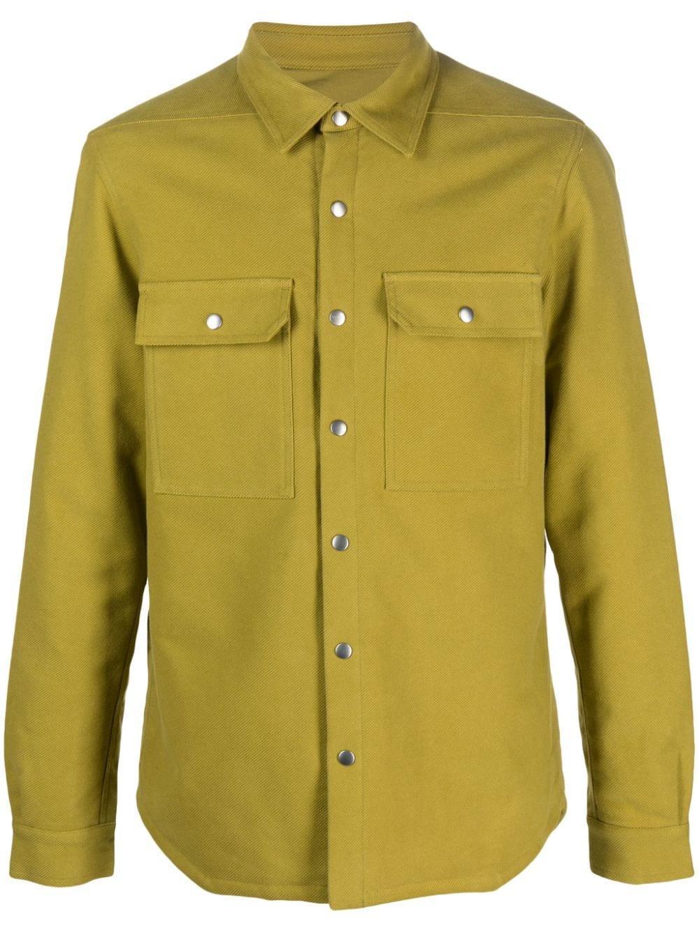 Button-up Cotton Shirt Jacket In Green Product Image