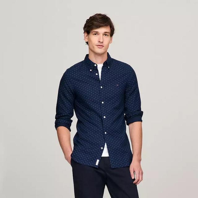 Mens Tommy Hilfiger ThFlex Brushed Plaid Shirt Blue Team Product Image