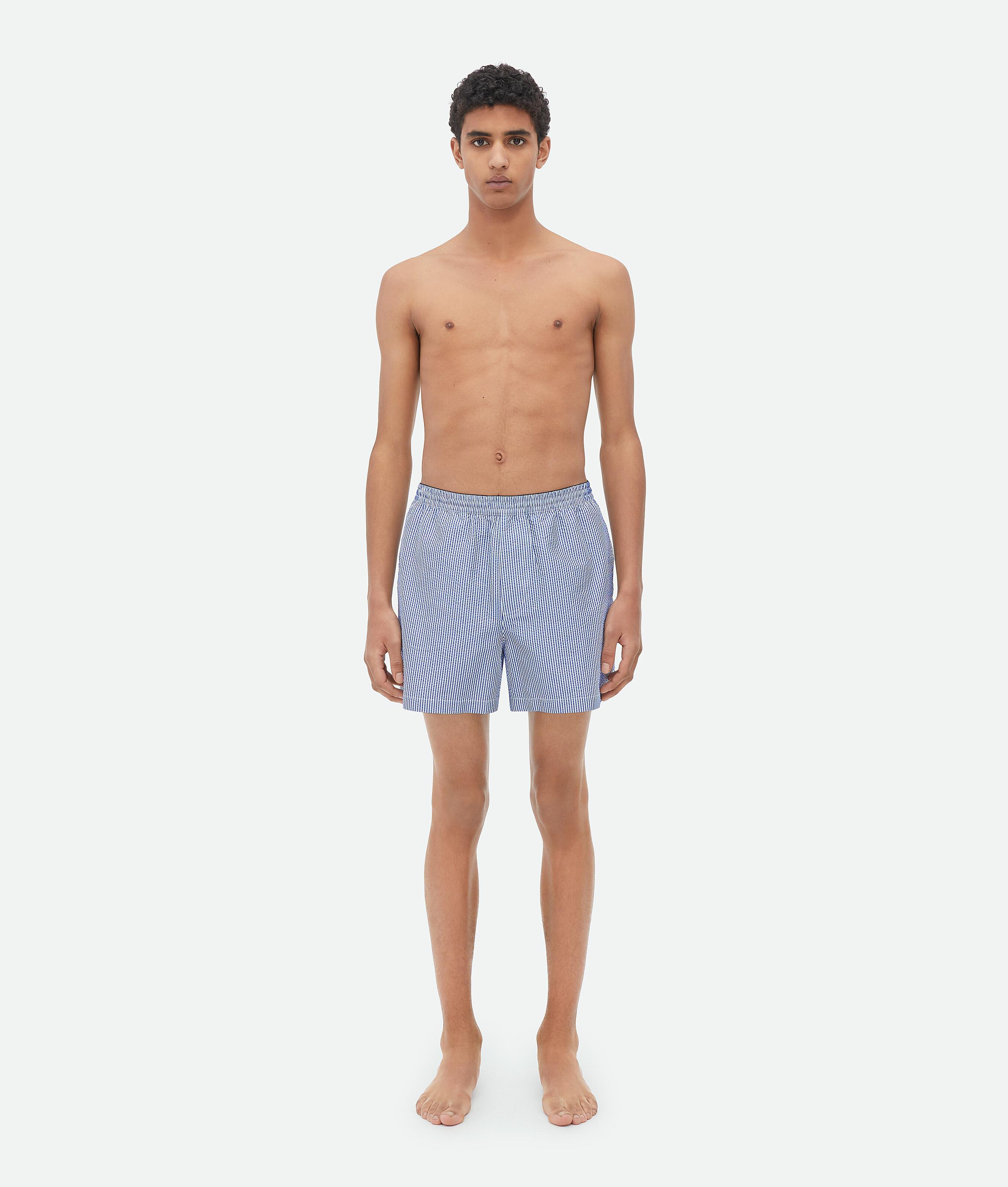 Men's Nylon Swim Shorts in Blue / White Product Image