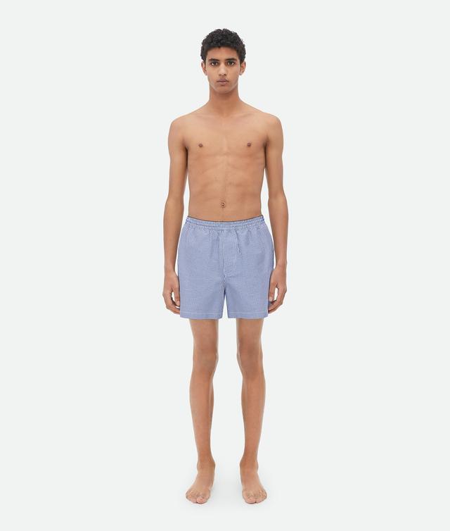 Men's Nylon Swim Shorts in Blue / White Product Image