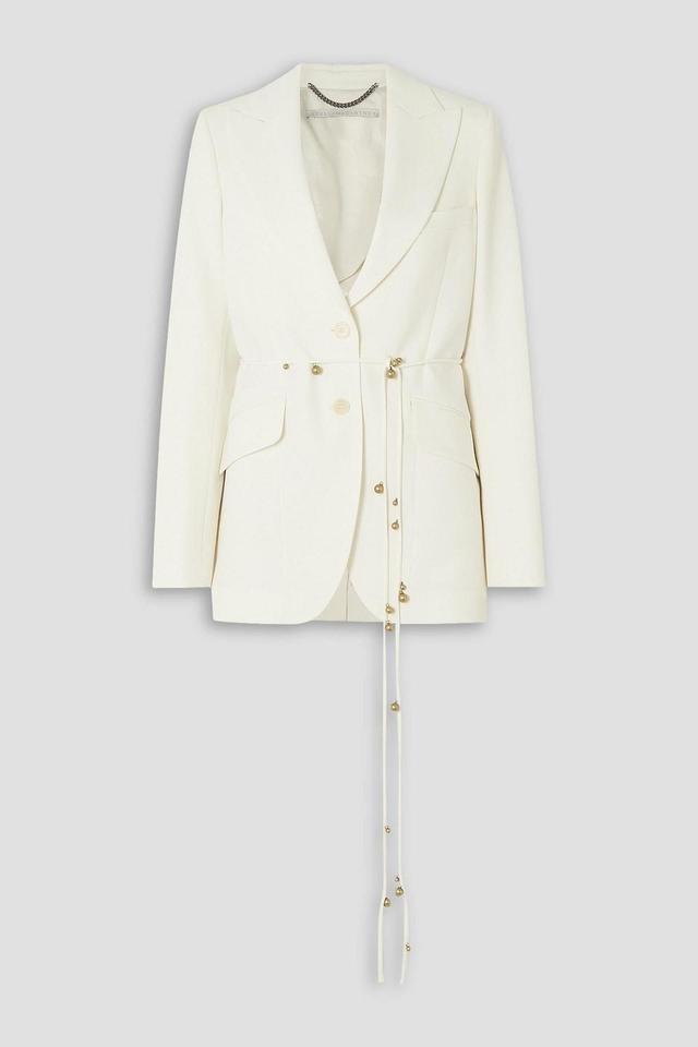 Belted Embellished Twill Blazer In Ivory Product Image